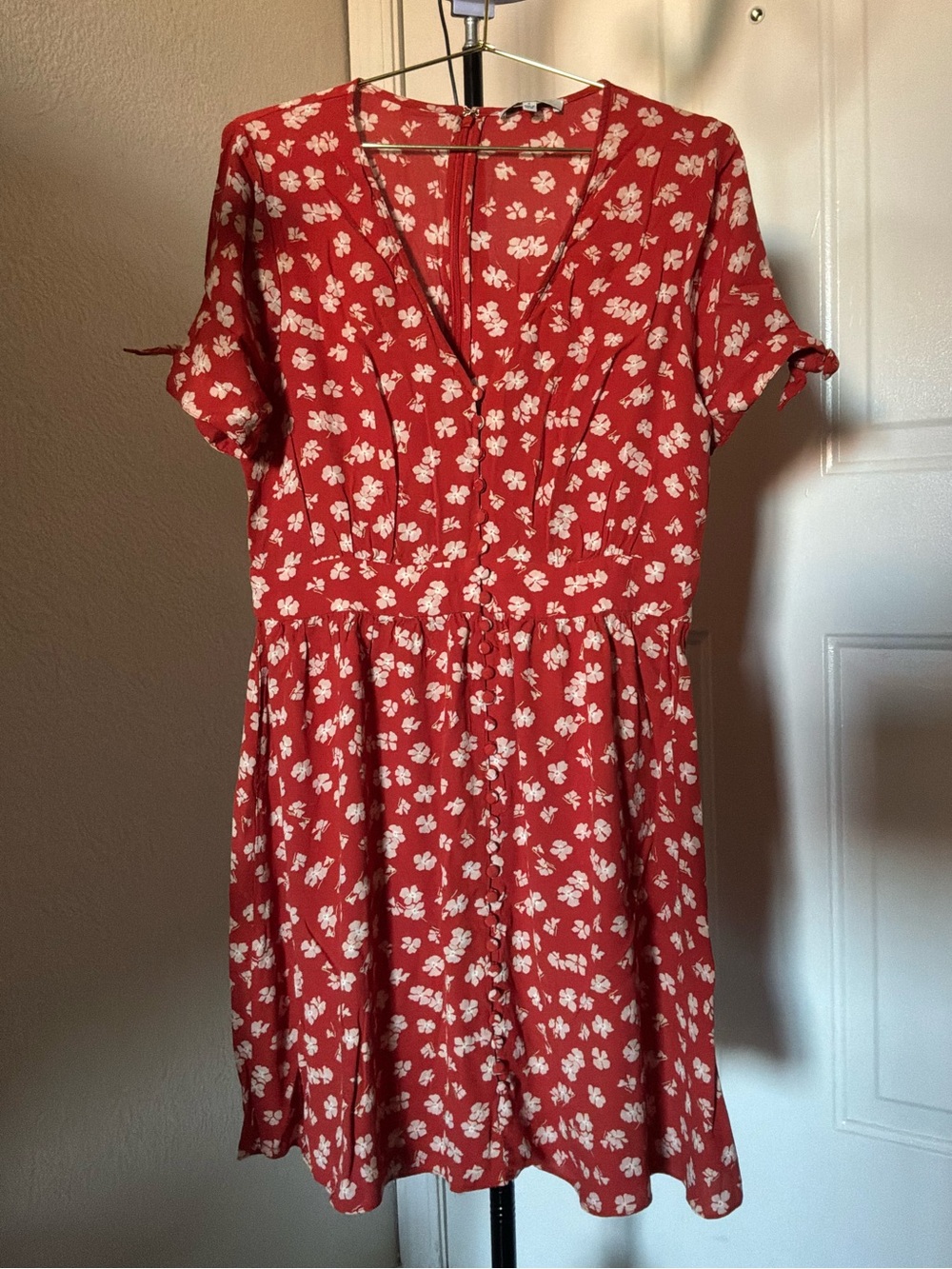 Madewell Red Floral Short-Sleeve Dress for Women